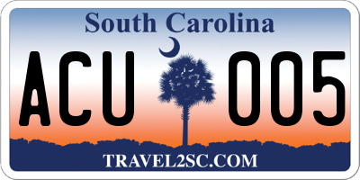 SC license plate ACU005