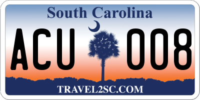SC license plate ACU008