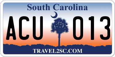 SC license plate ACU013