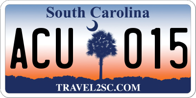 SC license plate ACU015