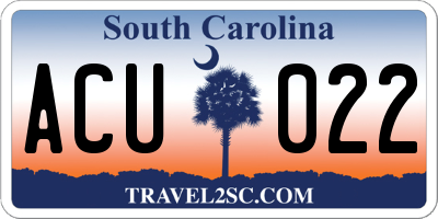 SC license plate ACU022