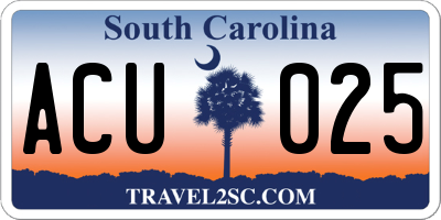 SC license plate ACU025