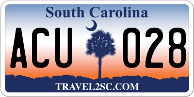 SC license plate ACU028