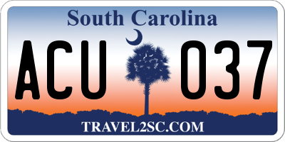 SC license plate ACU037