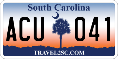 SC license plate ACU041