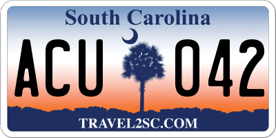 SC license plate ACU042