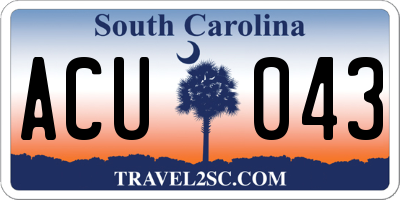SC license plate ACU043