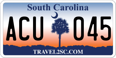 SC license plate ACU045