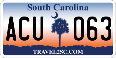 SC license plate ACU063