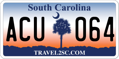 SC license plate ACU064