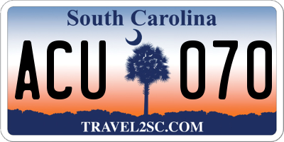 SC license plate ACU070