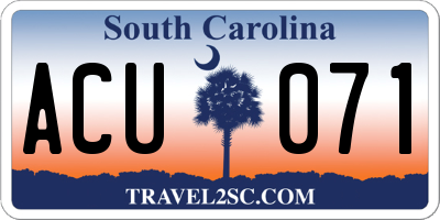 SC license plate ACU071