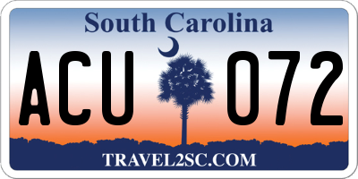 SC license plate ACU072