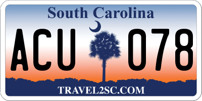 SC license plate ACU078