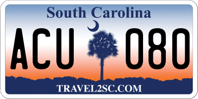 SC license plate ACU080