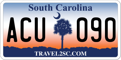 SC license plate ACU090