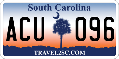 SC license plate ACU096