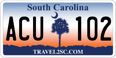 SC license plate ACU102