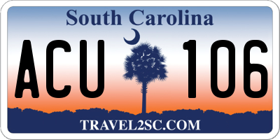 SC license plate ACU106
