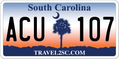 SC license plate ACU107