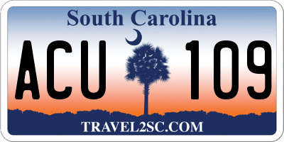 SC license plate ACU109