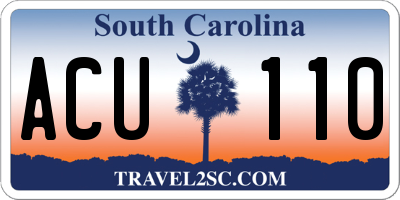 SC license plate ACU110