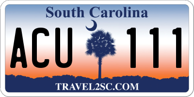 SC license plate ACU111