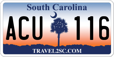 SC license plate ACU116