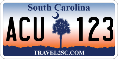 SC license plate ACU123