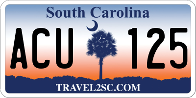 SC license plate ACU125