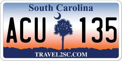 SC license plate ACU135