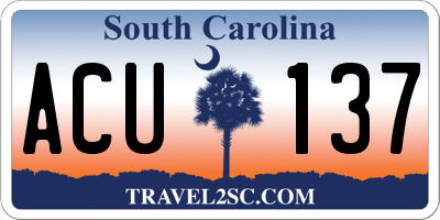 SC license plate ACU137