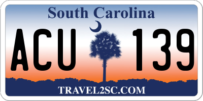 SC license plate ACU139