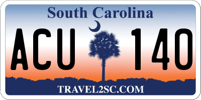 SC license plate ACU140
