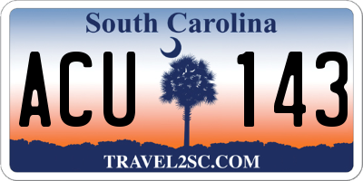 SC license plate ACU143