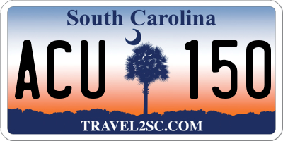 SC license plate ACU150