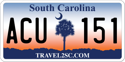 SC license plate ACU151