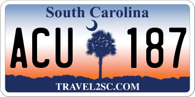 SC license plate ACU187