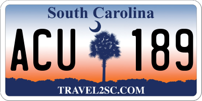 SC license plate ACU189