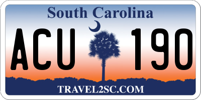 SC license plate ACU190