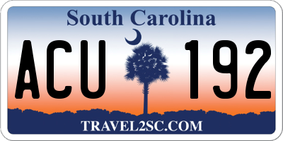 SC license plate ACU192
