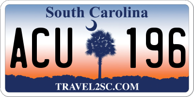 SC license plate ACU196