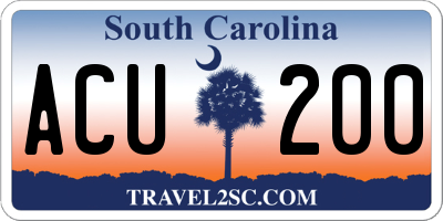 SC license plate ACU200