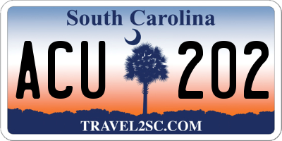 SC license plate ACU202