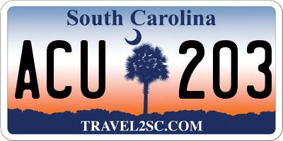 SC license plate ACU203