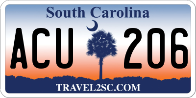 SC license plate ACU206