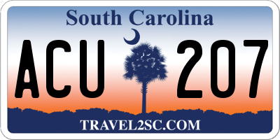 SC license plate ACU207