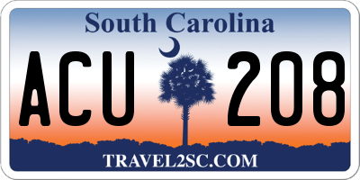 SC license plate ACU208