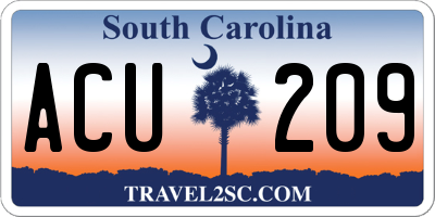 SC license plate ACU209