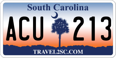 SC license plate ACU213